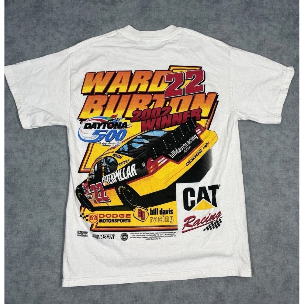 Vintage 2002 Ward Burton Daytona 500 Winner NASCAR CAT #22 Shirt M Double Side